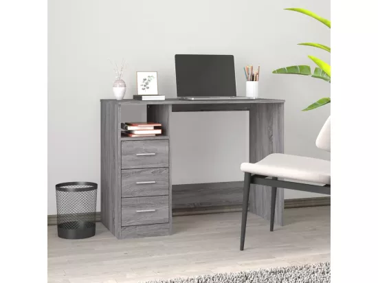 Bureau avec tiroirs Sonoma gris 102x50x76 cm Bois d'ingénierie