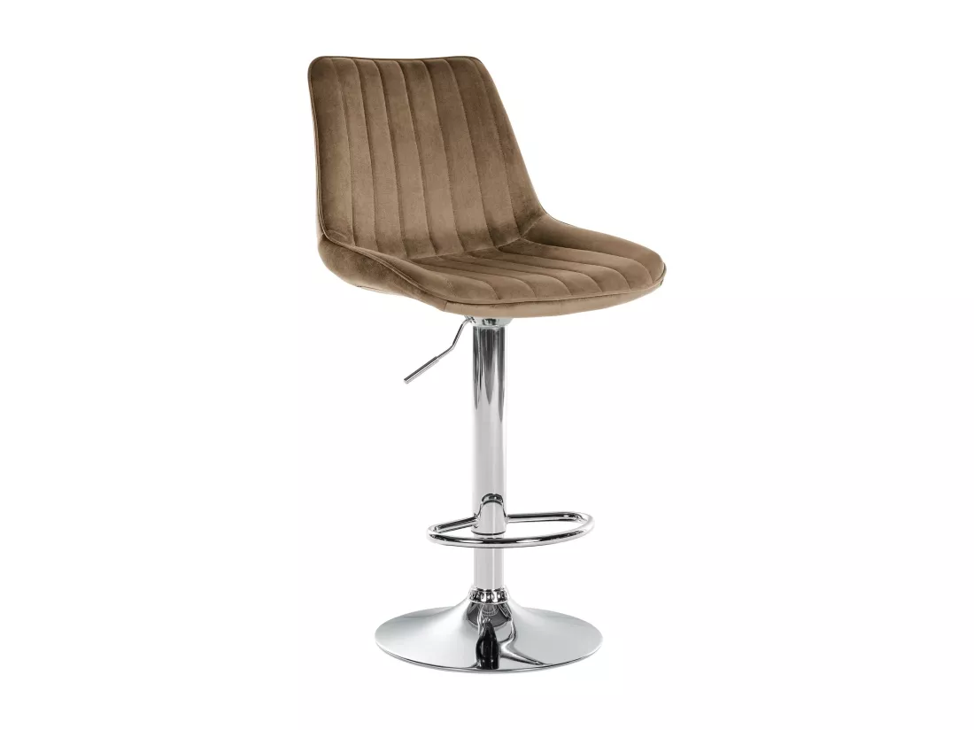 Tabouret de bar - Velours & Chrome - Marron - Toni