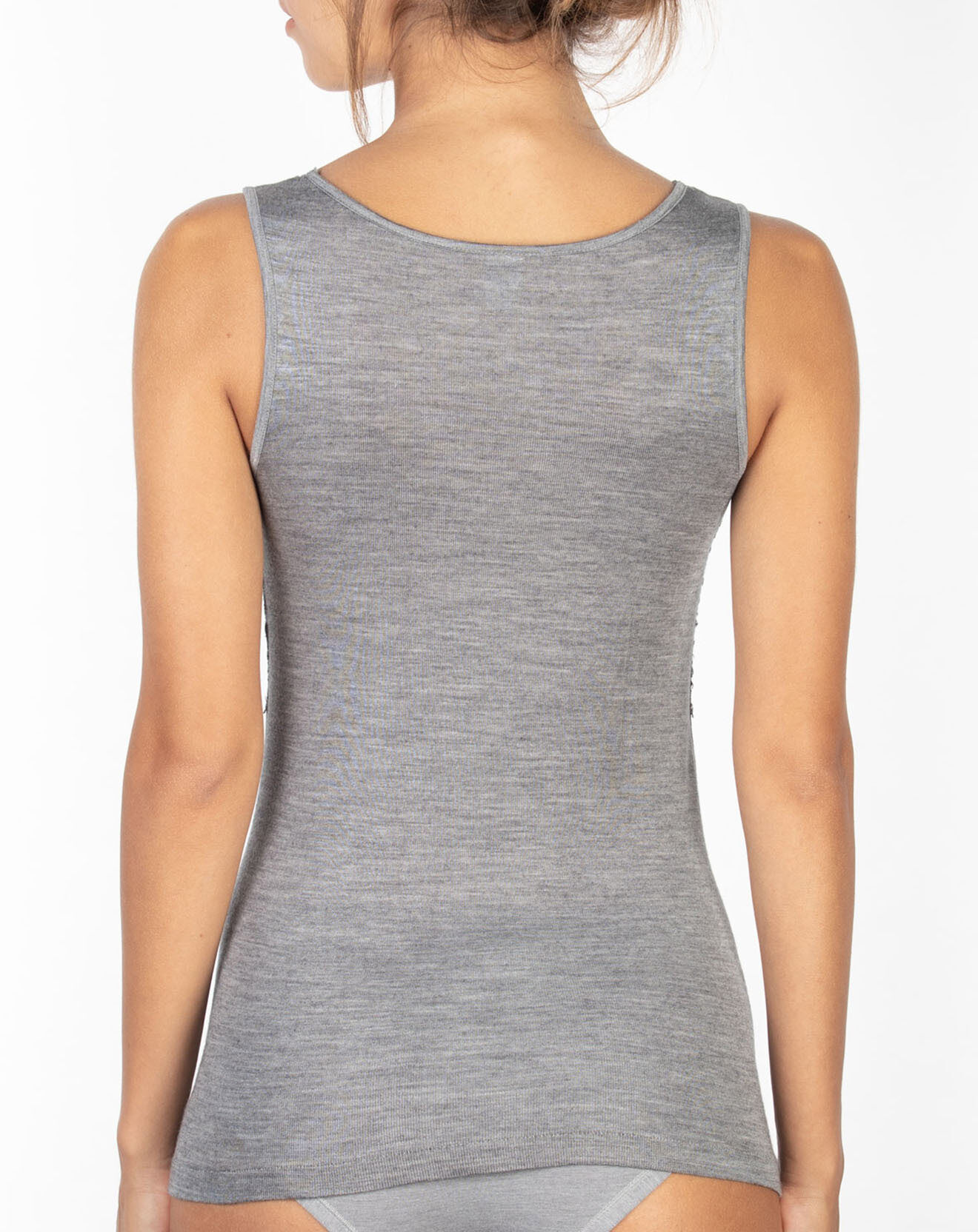 Mare Top sans manches en Laine mélangée bretelles larges dentelle gris
