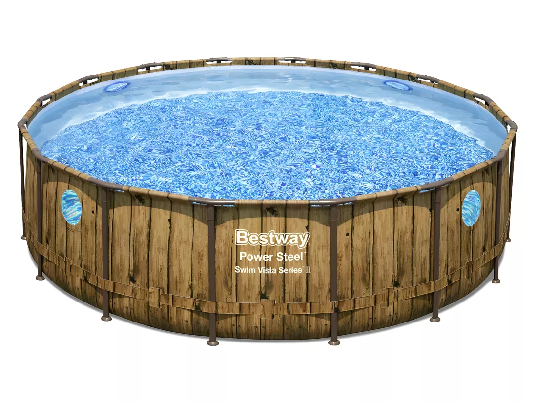 Piscine tubulaire Power Steel SwimVista avec hublots ronde 4,88 x 1,22 m - Bestway