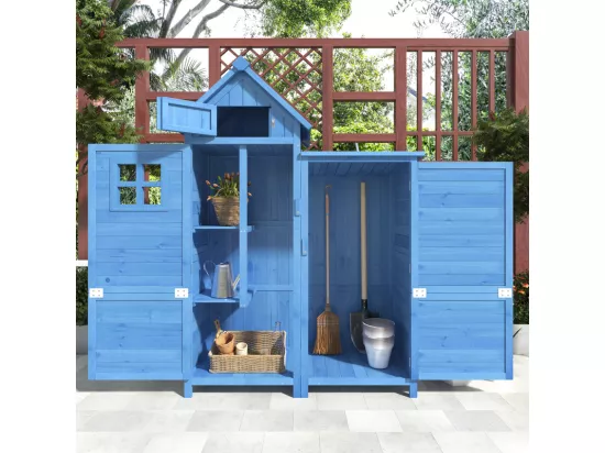 Abri de jardin en bois de sapin - remise à outils avec 2 étagères intégrées - H 173 cm - toit imperméable en PVC - Vert
