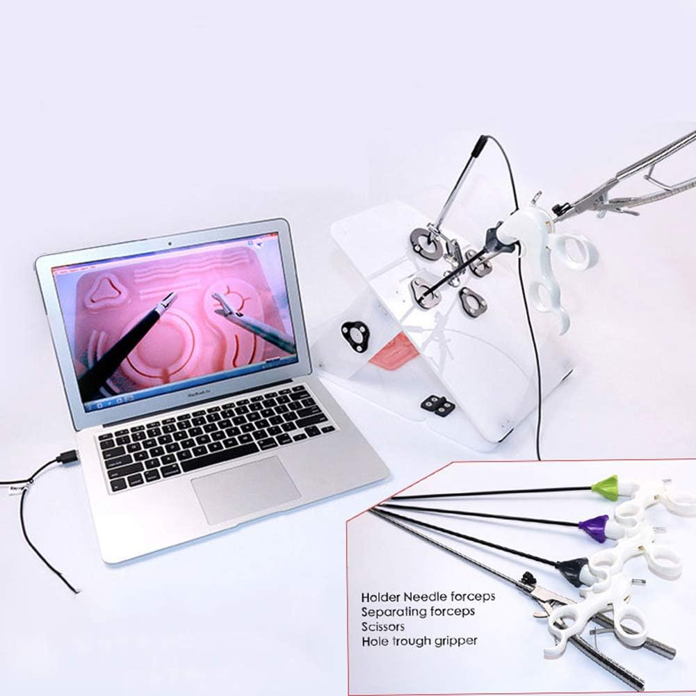Laparoskopisch Trainer Box Ausbildung, Simulator Box, 4 Chirurgische Instrumente mit Eingesetzter HD-USB-Kamera mit 5 Trainingsmodulen,