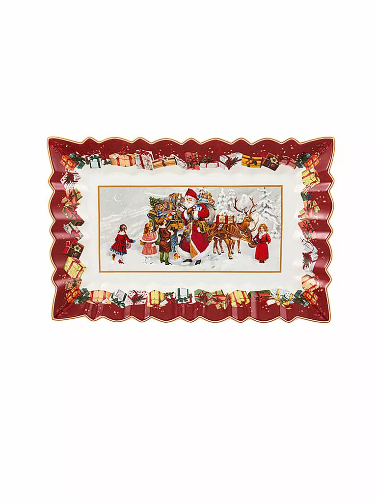 VILLEROY & BOCH Toy's Fantasy Kuchenplatte eckig, Santa und Kinder 35x23x3,5cm bunt