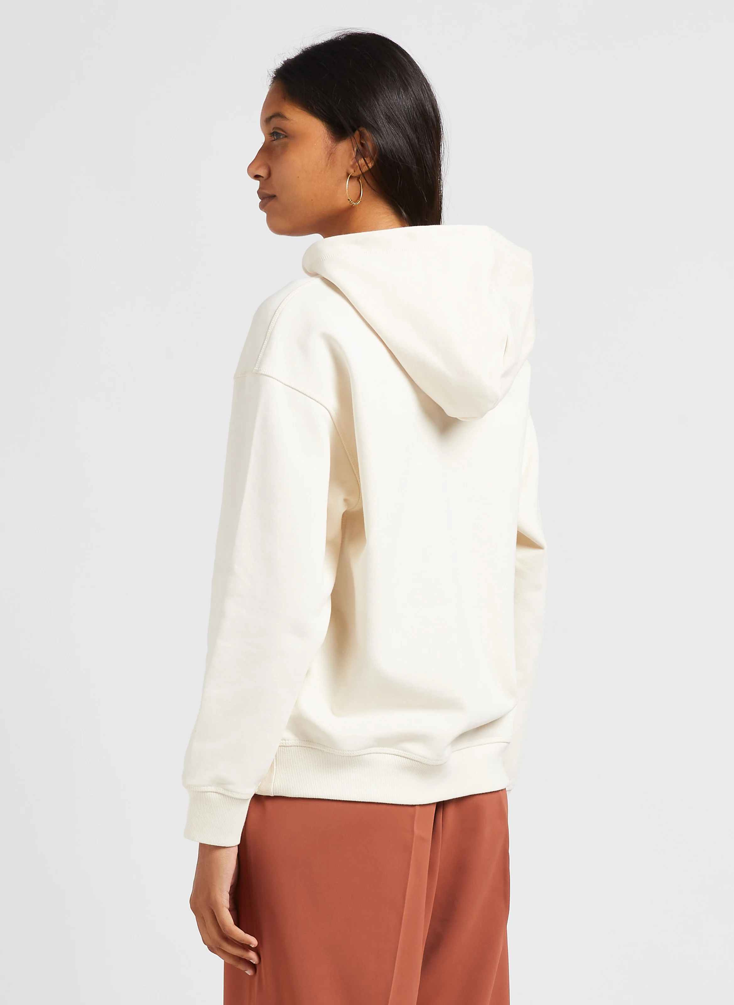 Sweat à capuche brodé en coton | Beige