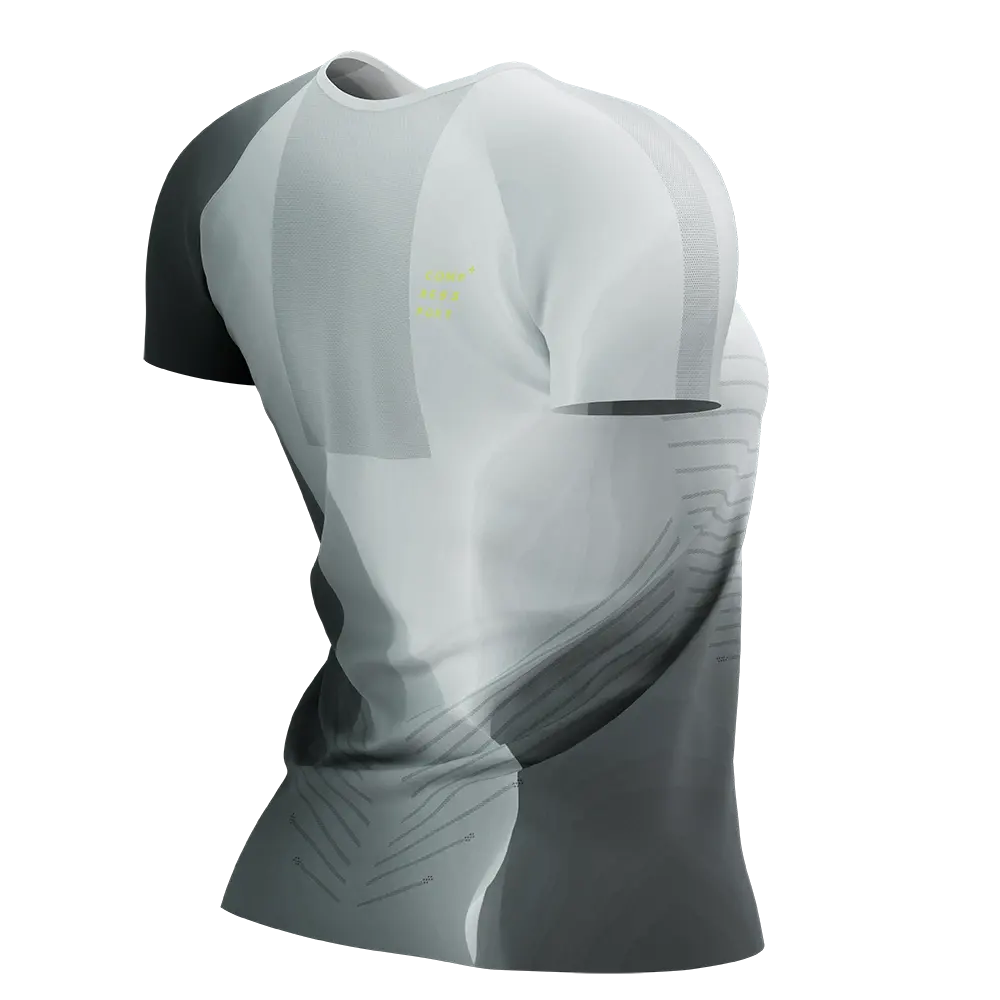 Compressport Performance Hardloopshirt Korte Mouwen Zwart/Wit/Geel Dames