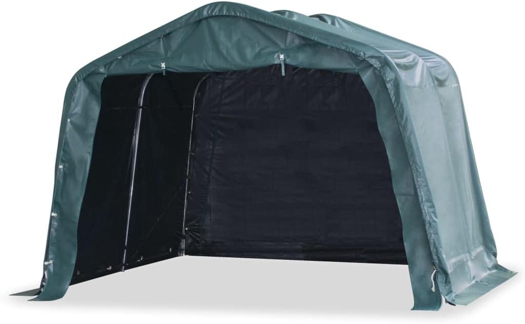 Hommdiy Weidezelt PVC 550 g/m² 3,3×3,2 m Dunkelgrün Weideunterstand Offenstall Weidehütte Pferde Schafe Kühe Unterstand Stall Shelter Stahl