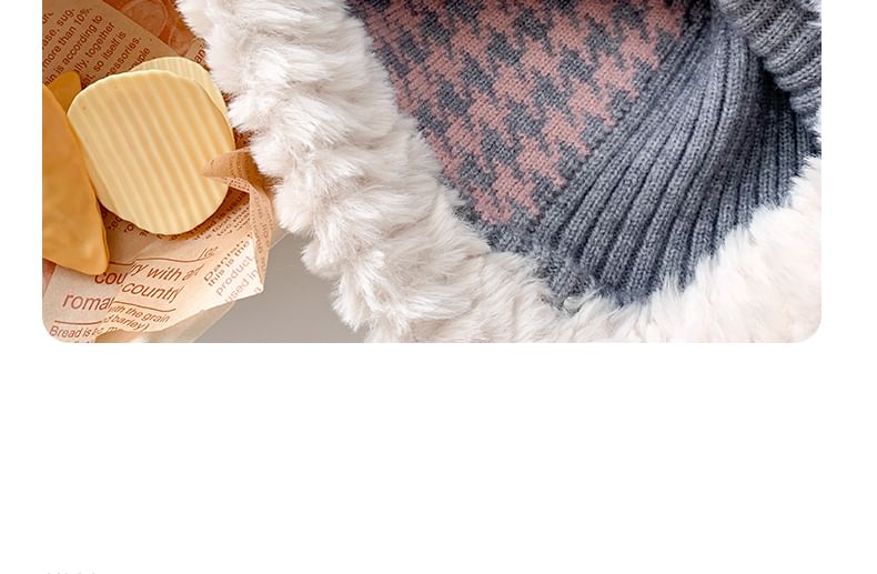 Amandier - Pied-de-poule chenille gebreide muts