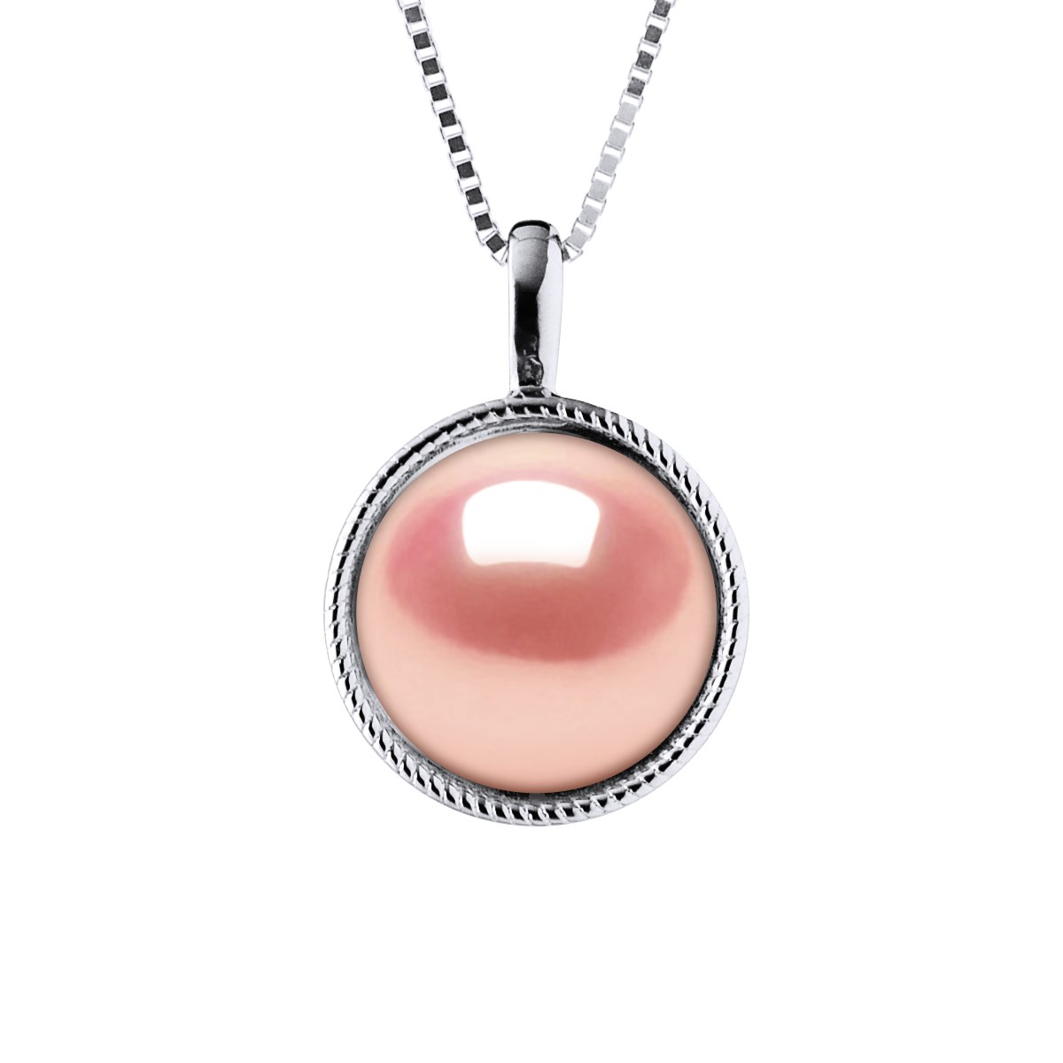 Collier AURA Perle d'Eau Douce 9-10 mm Rose Argent 925