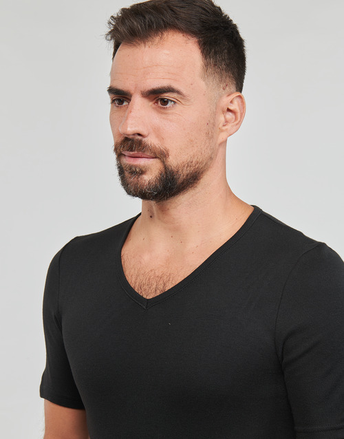 Damart - CLASSIC SHORT SLEEVE V-NECK T SHIRT GRADE 3 - Noir