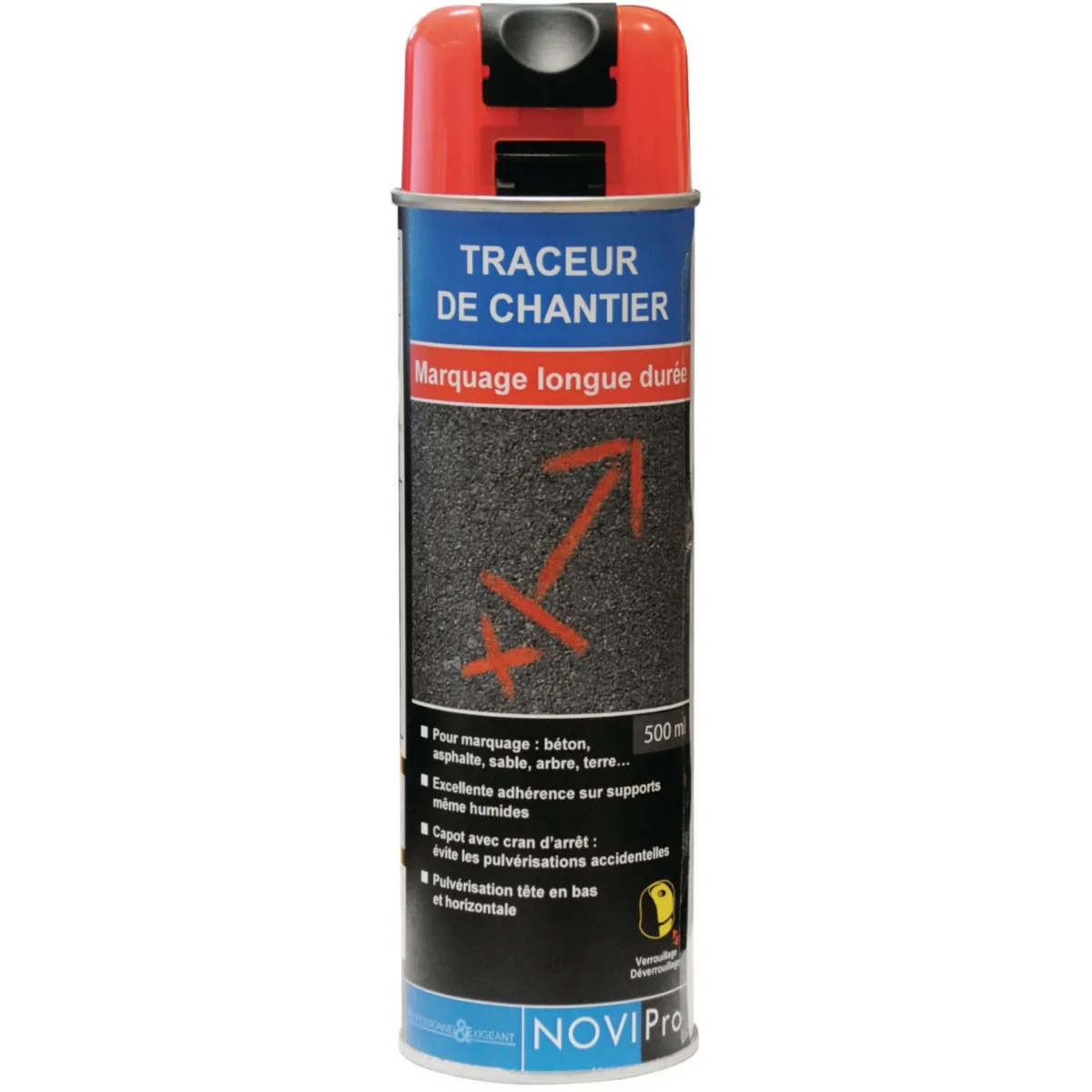 Novipro Traceur fluo de chantier - Rouge - 500 ml