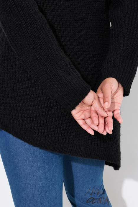Pullover, Straight Fit, Strukturstrick, Zipfelsaum