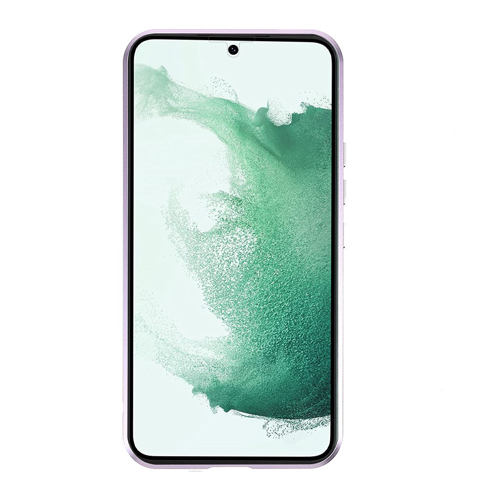 Samsung Galaxy S22 5G Magnetische Alu Schutzhülle mit Panzer Glas Backcover   Displayschutz (Magnet-Technologie) - Lila