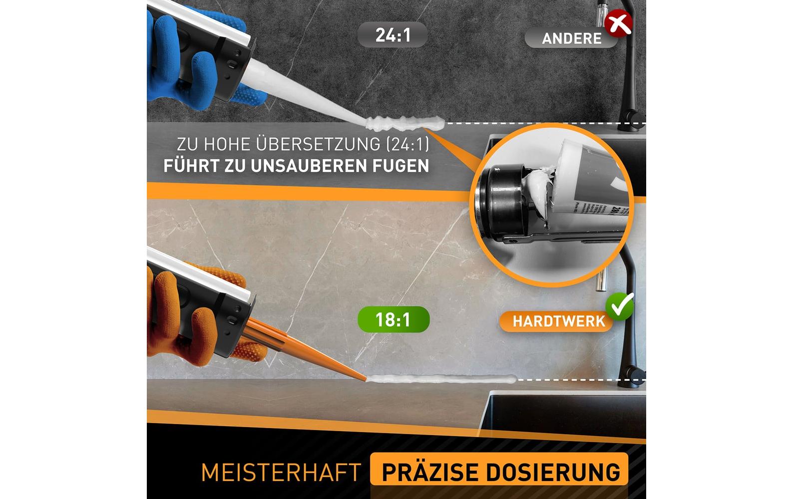 Kartuschenpresse mit Kartuschen-Cutter 150-310 mlSilikonspritze