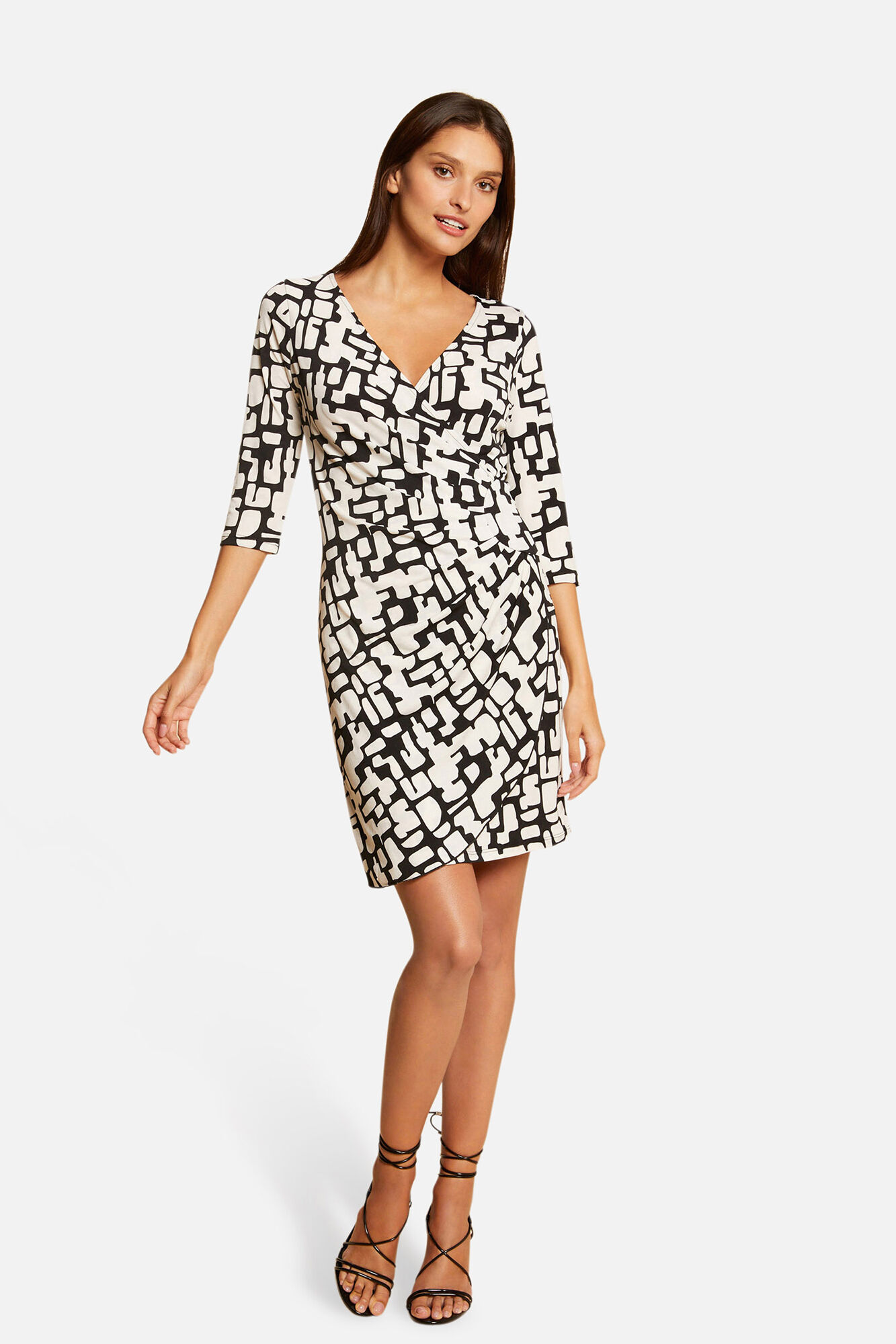 Vestido ajustado drapeado estampado - Estampado blanco