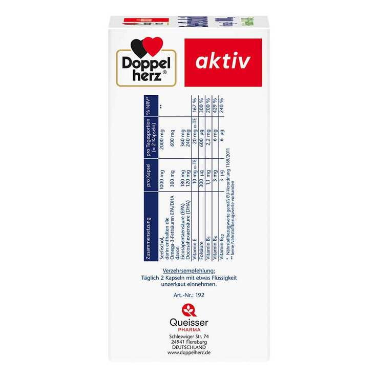 Doppelherz Seefischöl Omega-3 1000 mg+Folsäure Kapseln, 120 St