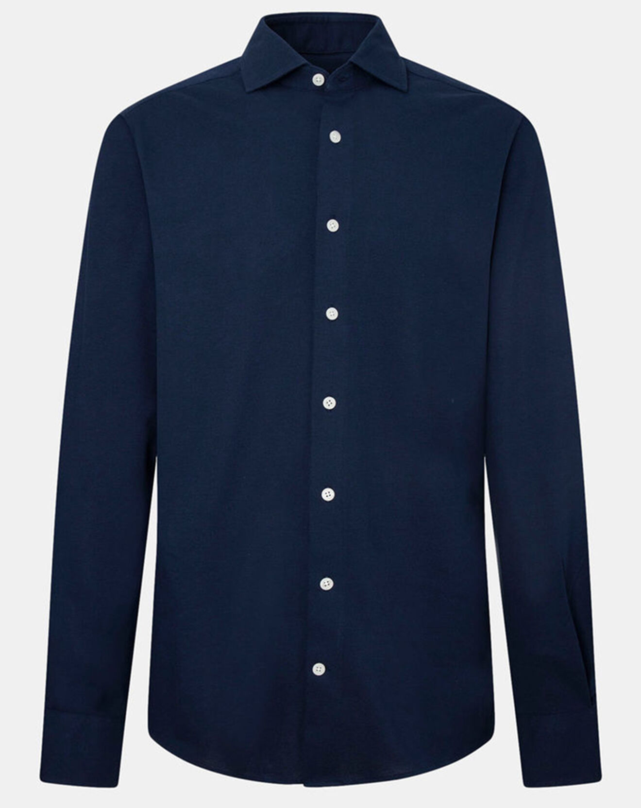 Hackett London Chemise Slim Fit manches longues piquée unie bleu foncé