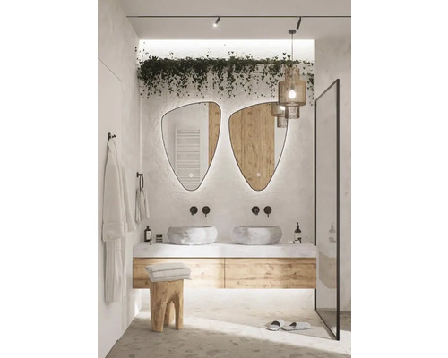 Cordia ORGANIC LINE BACKLIGHT Verlichte Spiegel 60 x 90 cm Zwart IP 44