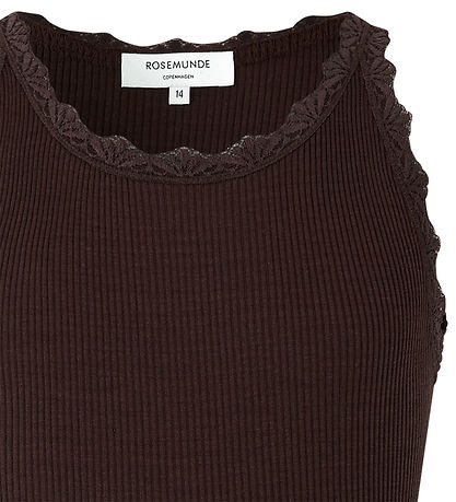 Rosemunde Top - Lang - Seide/Baumwolle - Dark Espresso m. Spitze
