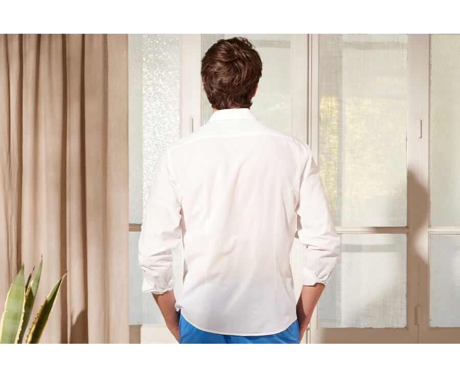 Chemise coton lin blanche unie - SILBERT