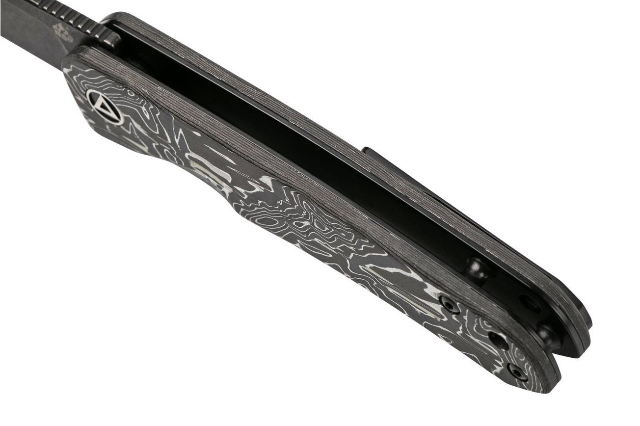 QSP Knife Otter QS140-A2 Blackwashed, Aluminum Foil Carbonfiber zakmes