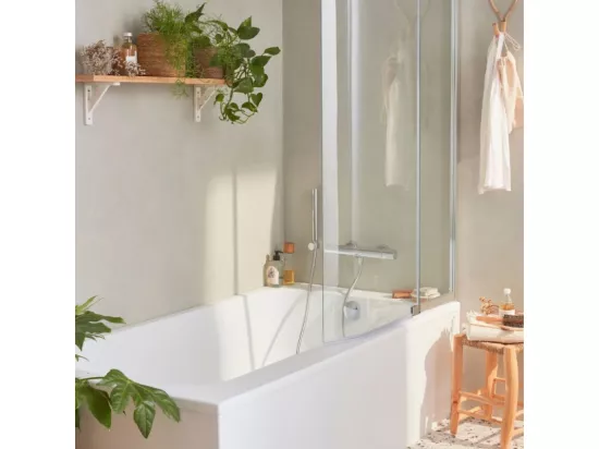 Pack baignoire bain douche 160 x 85 JACOB DELAFON Malice version droite + tablier en angle + pare bain