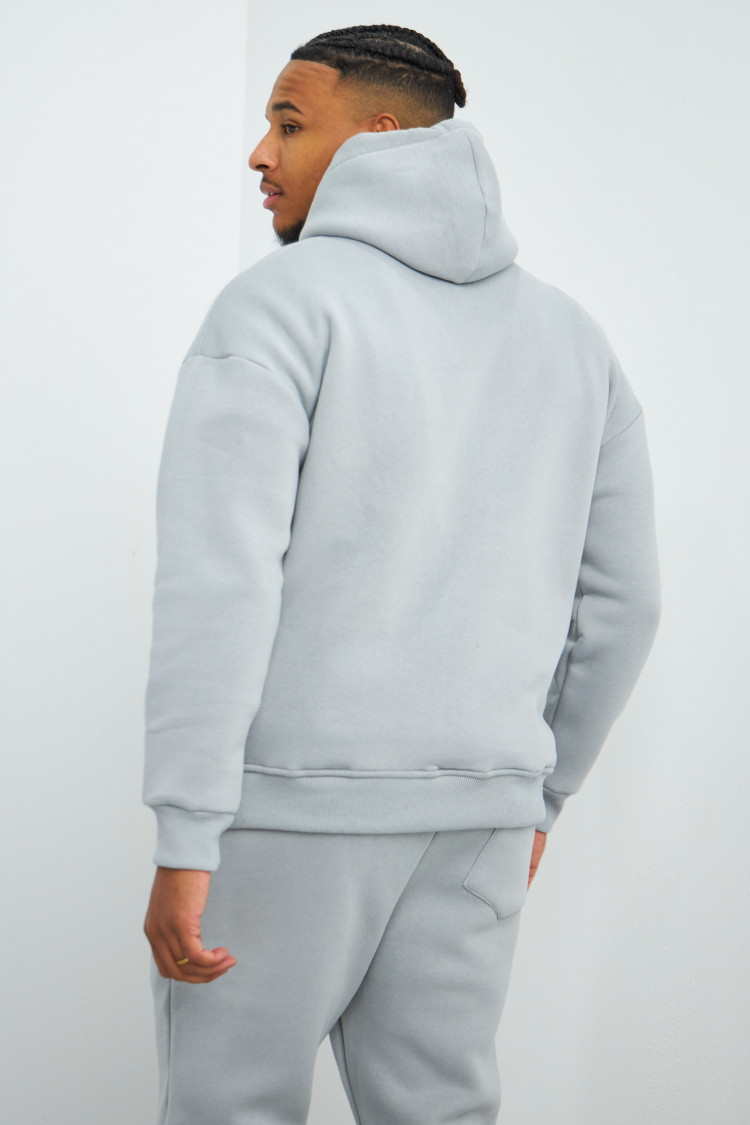 Ensemble sweat à capuche + jogging gris clair