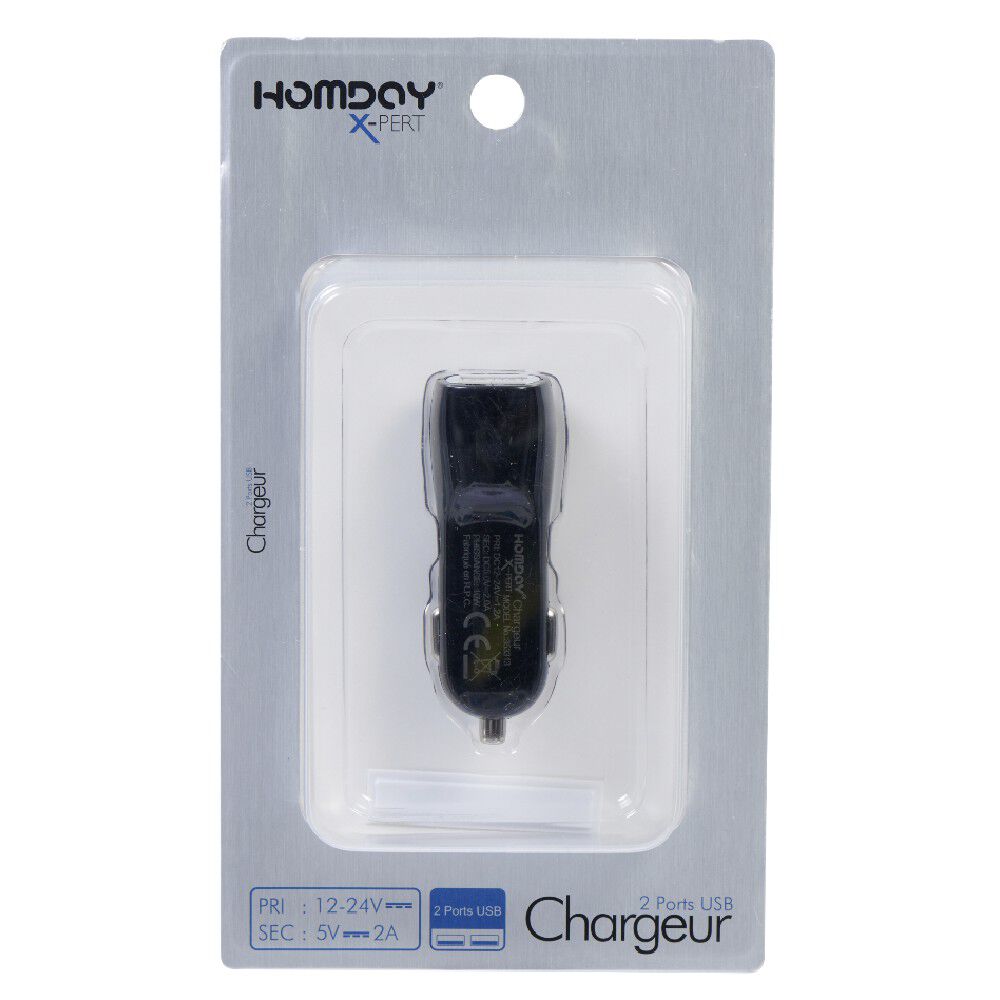 Chargeur allume cigare 2 ports USB Homday X-Pert