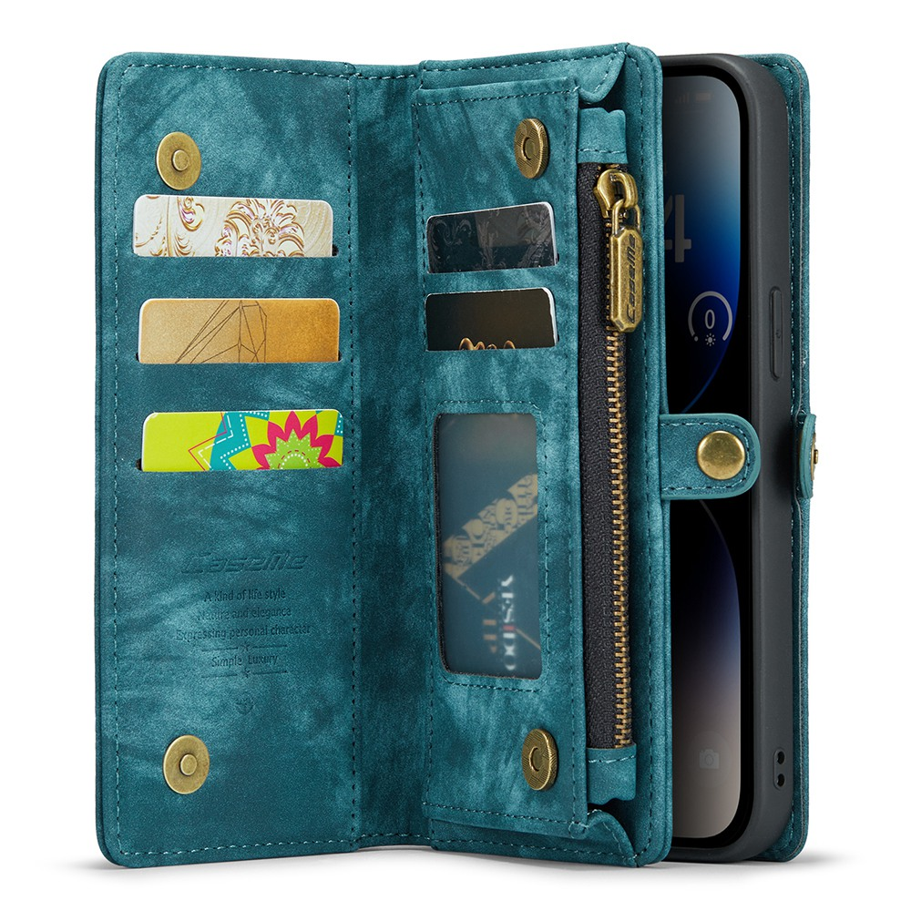 iPhone 13 Pro 2in1 Leder Tasche   Magnet Hardcase Karten Etui - Blau