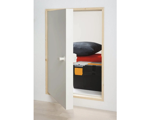 Dolle kniewanddeur/zolderdeur 540 x 780 x 115 mm sparrenhouten bekleding wit