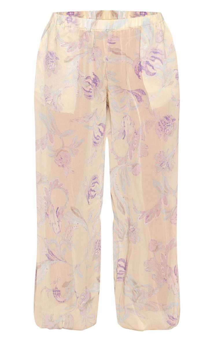 Violet Pantalon Ballon En Mousseline À Imprimé Floral Cachemire