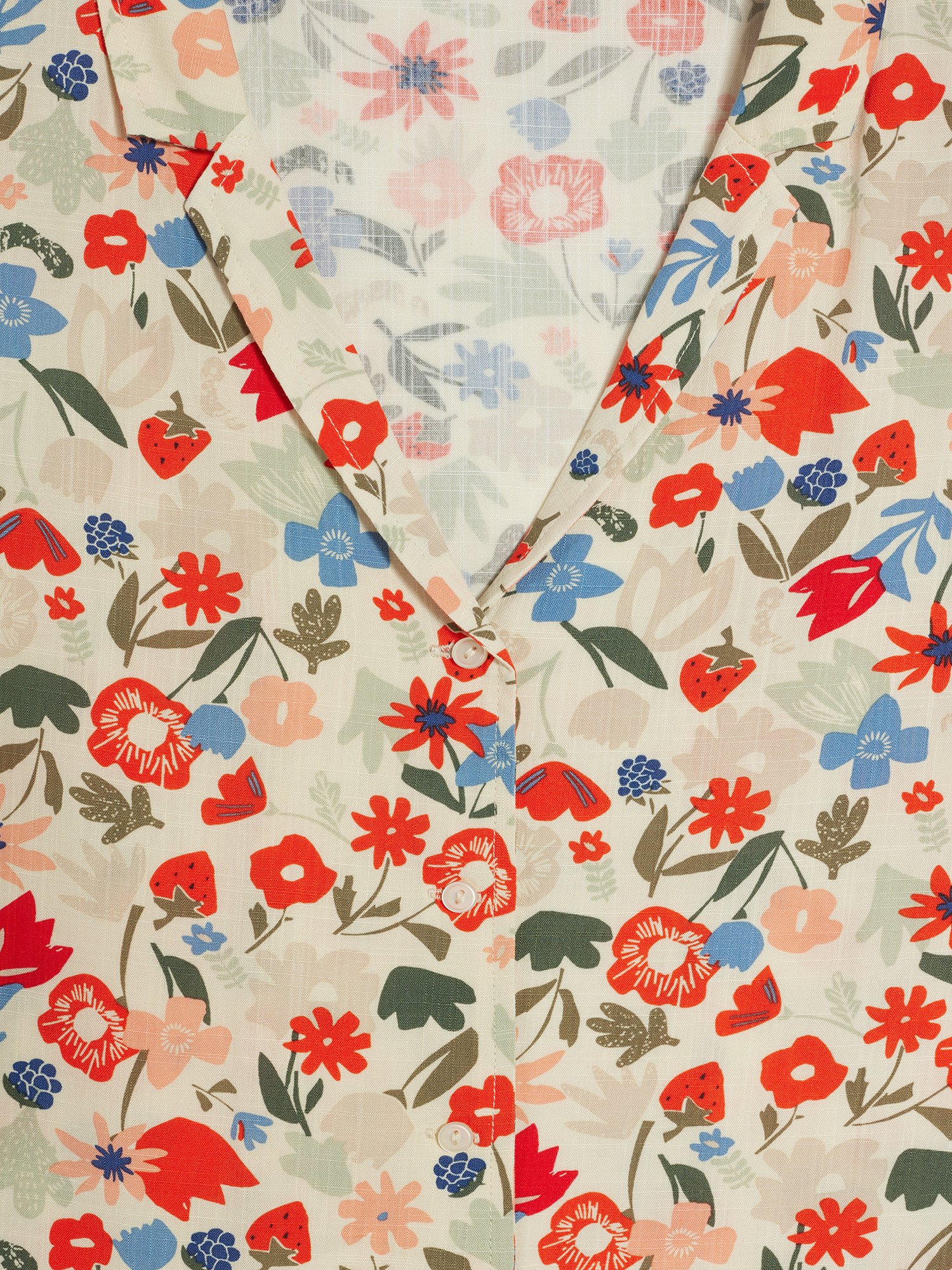 Chemise Femme A Fleurs Rouge et Bleu