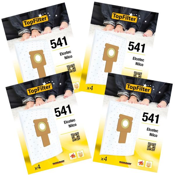Lot de 4 packs de 4 sacs aspirateur 64541 pour Hoover et Elcotec Premi