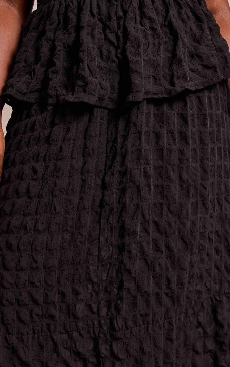 Noir Jupe Longue Froncée Texturée Grande Taille Coordonnée