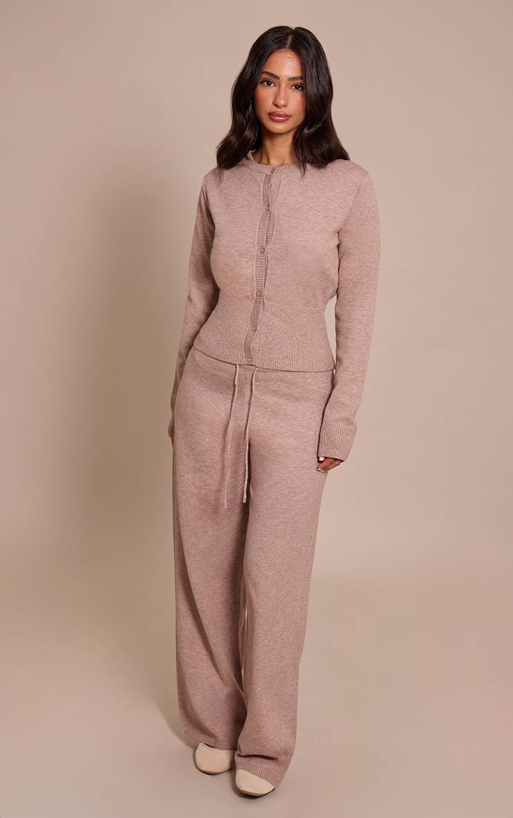 Taupe Pantalon Large En Maille Petite