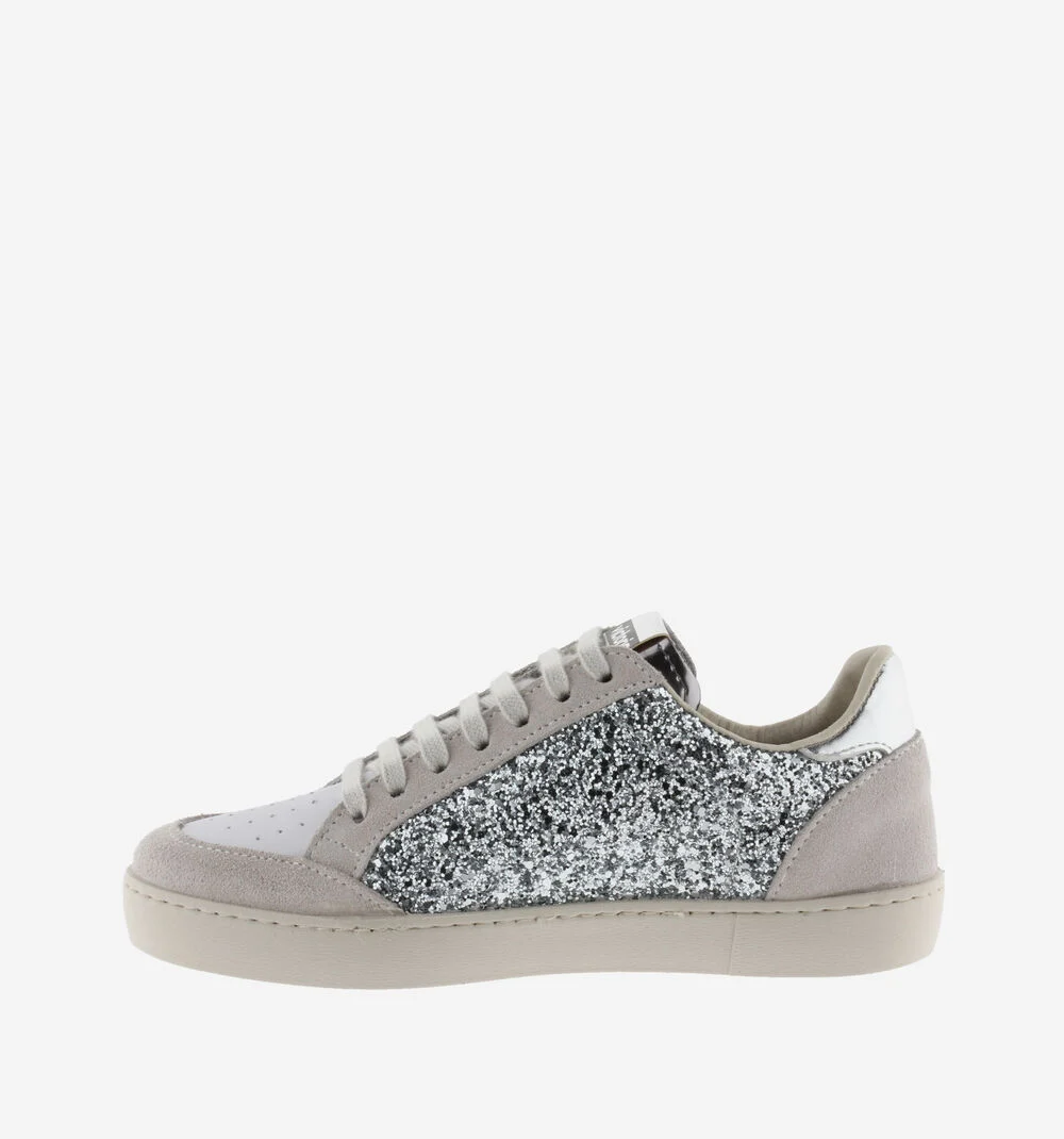 BERLÍN GLITTER Baskets argentées pour femme PLATA