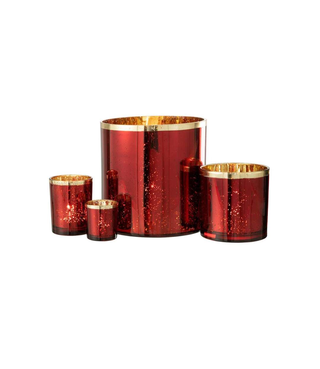 Paris Prix - Photophore Design En Verre robby 15cm Rouge