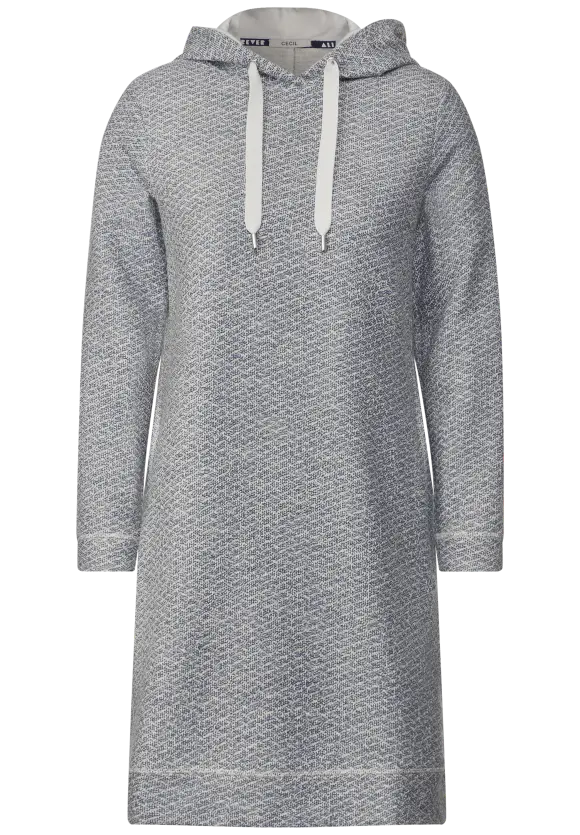 Bouclé Hoodie Kleid - casual denim blue