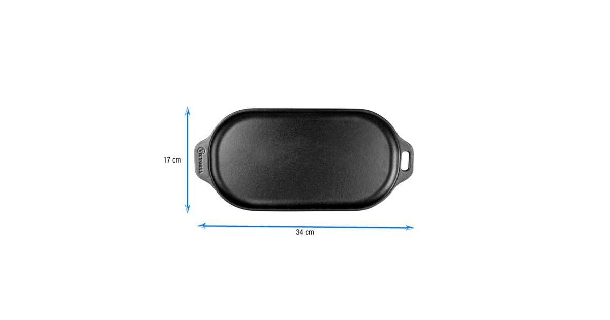 VictoriaServeerschaal 34 x 17 cm, Enameled grillplaat  (Zwart, Color packaging)