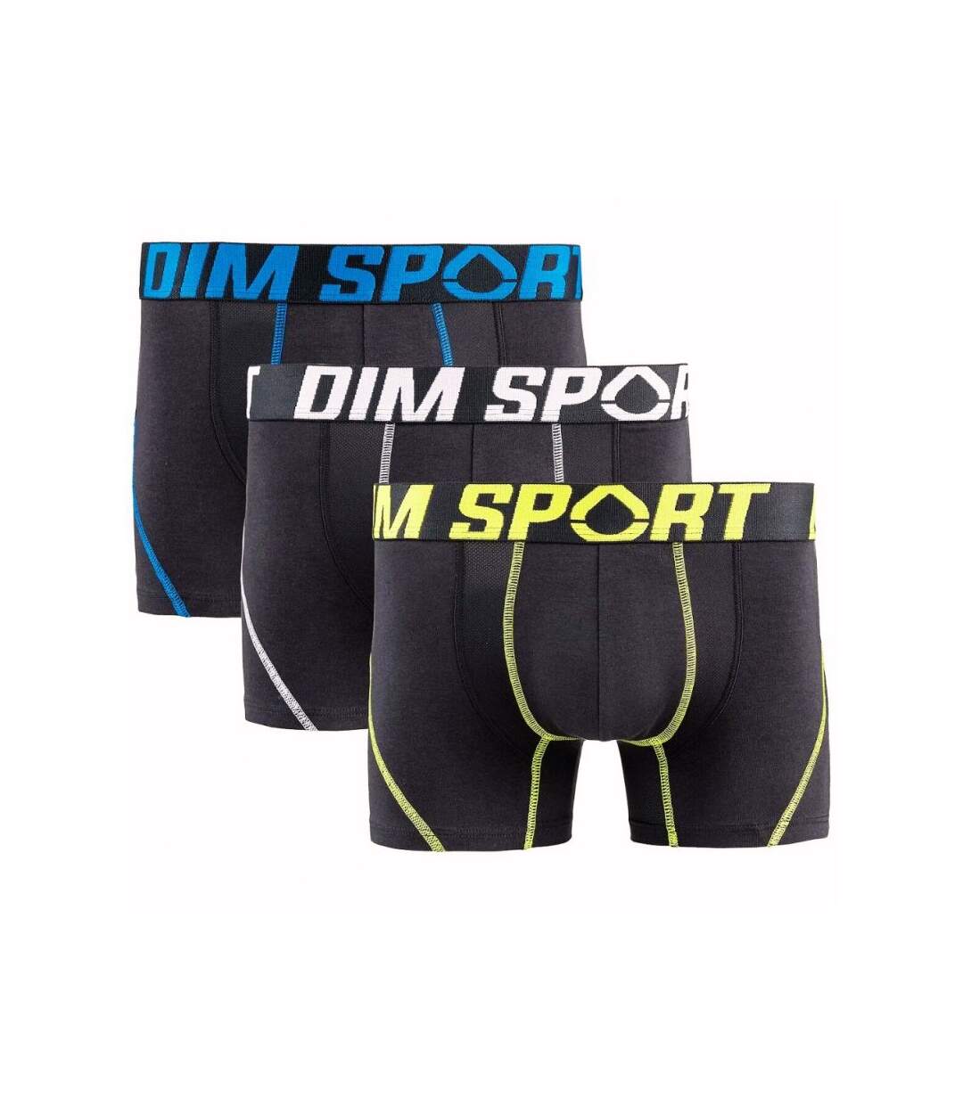DIM Lot de 3 Boxers Homme Coton STRETCHSPORT Noir