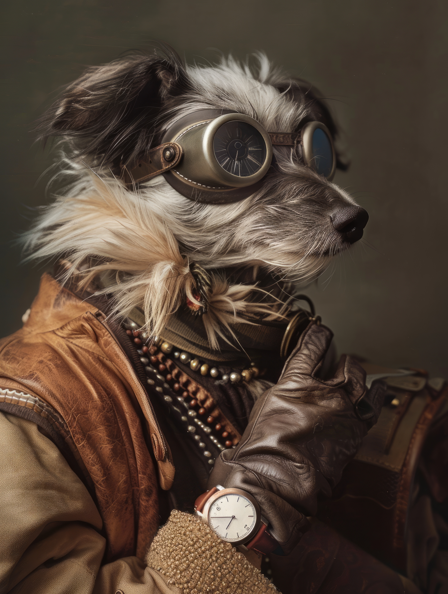 Canvas schilderij van een Petit Basset Griffon hond 60x80 cm