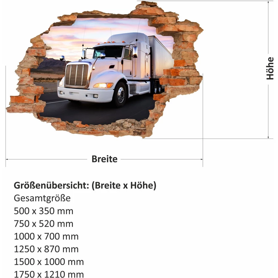 Nikima Wandtattoo 057 Truck - Loch in der Wand in 6 vers. Größen bunt