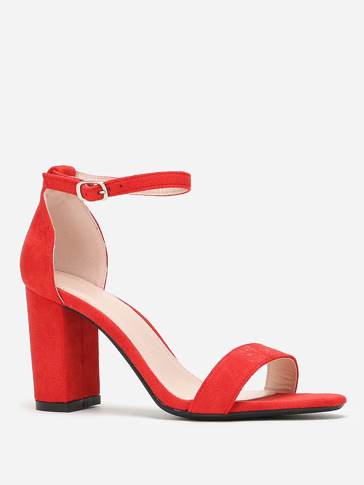 Sandales à brides et talon carré- Rouge