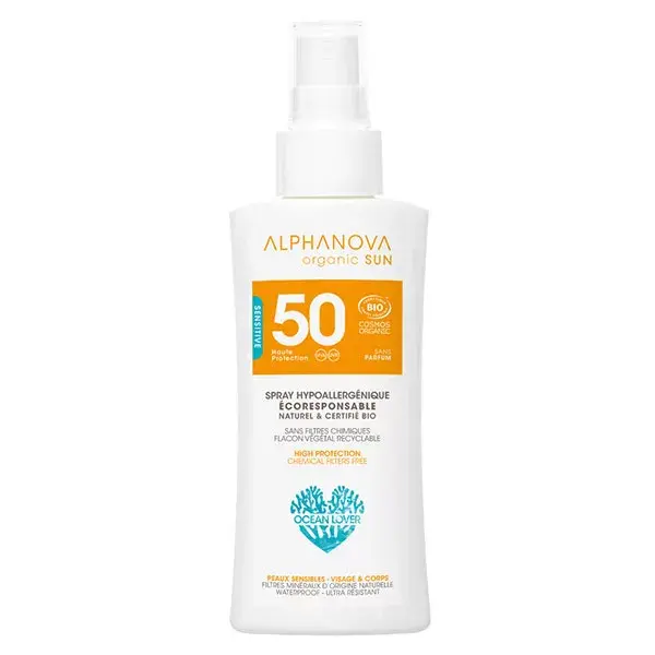 Protetor solar Alphanova Sun tamanho viagem FPS 50 orgânico 90ml
