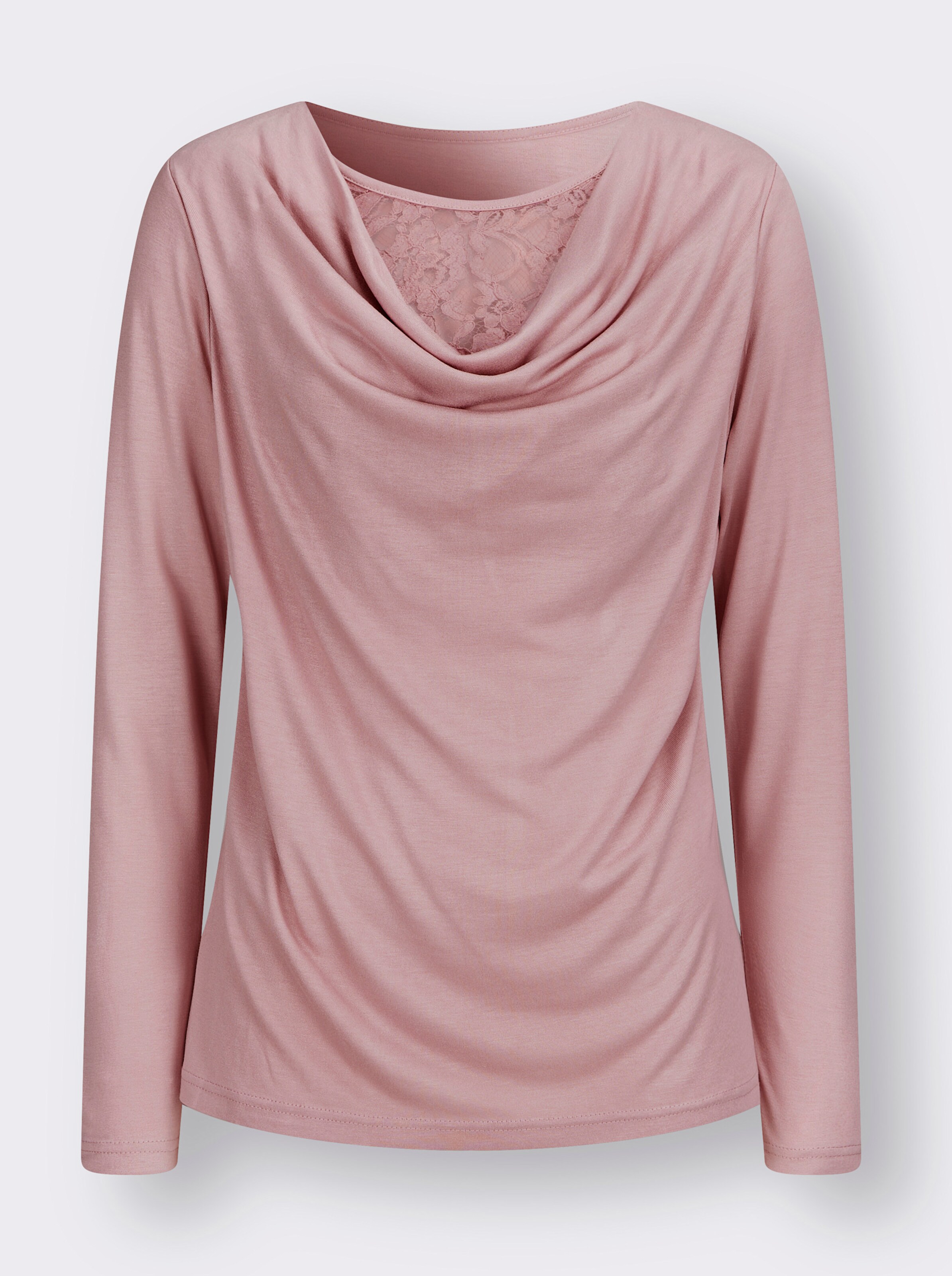 Wasserfallshirt mit Spitzen-Einsatz