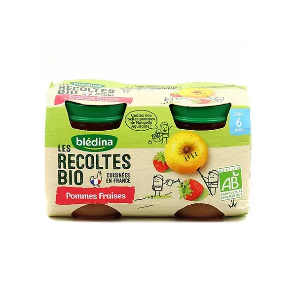 Compota de Maçã e Morango Blédina Organic Harvests em Pote +4m 2 x 130g