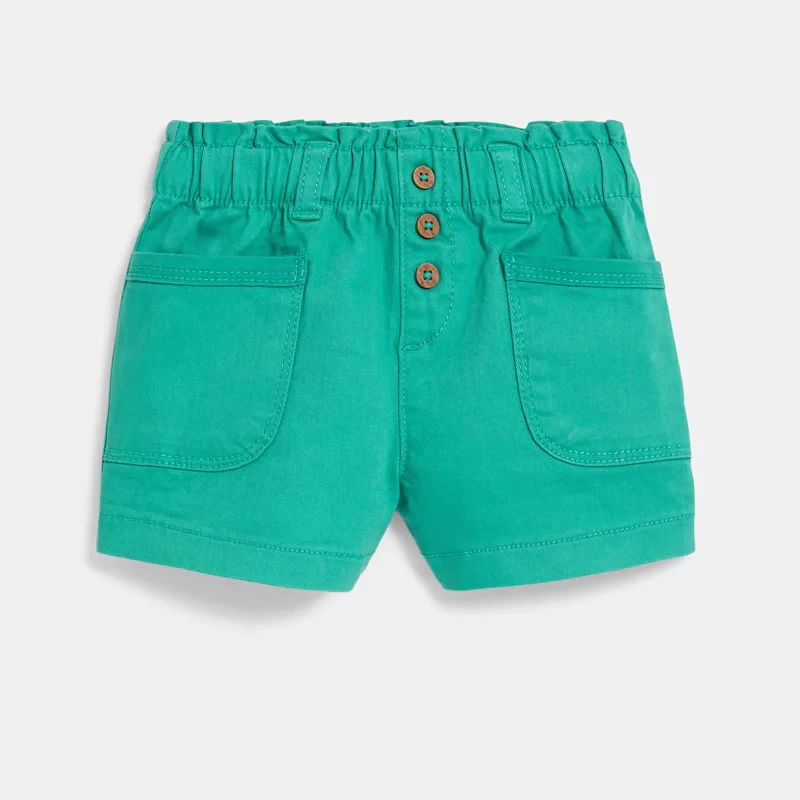 Tee-shirt imprimé tropical et short micro twill de coton vert bébé fille Vert