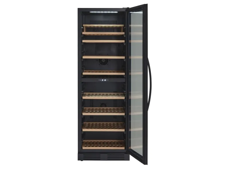 Scandomestic SV 124 B Premium Collection - Vinkøleskab - 2 Zoner - bredde: 59.5 cm - dybde: 72.5 cm - højde: 176.4 cm - 416 liter - sort - Optil 126 flasker