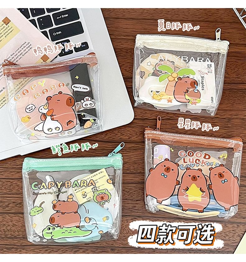 Eranso - Capybara Print PVC Muntenportemonnee