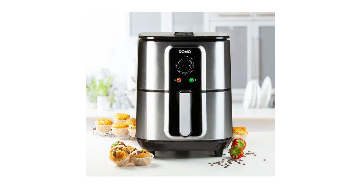 DomoDeli-fryer DO536FR  heteluchtfriteuse  (Inox/zwart, 5.5 Liter)