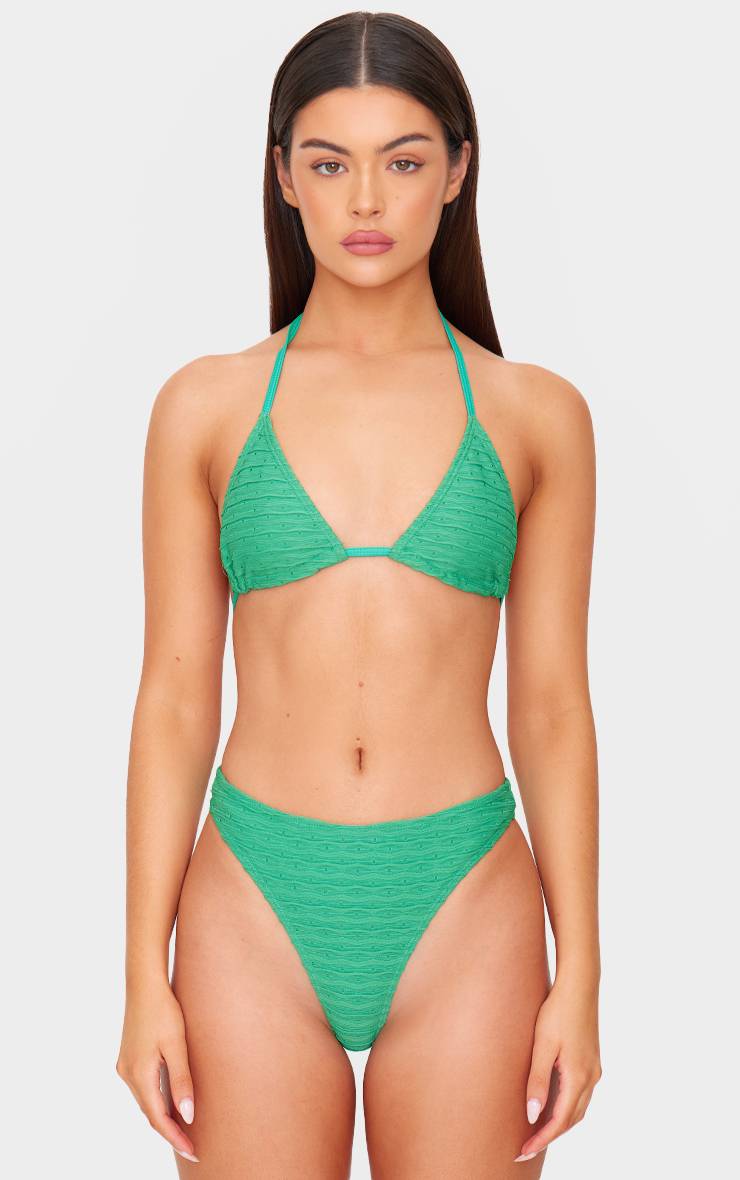 Vert Haut De Bikini Triangle Texturé